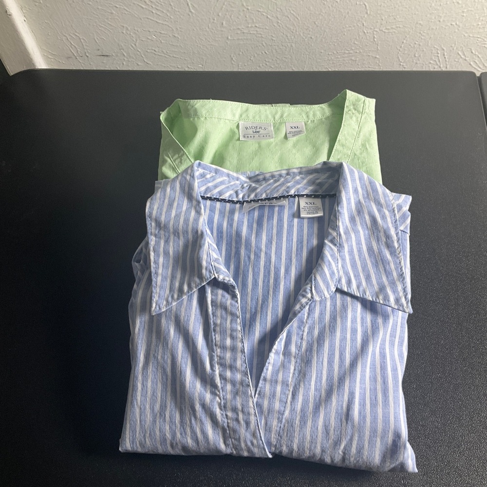 Riders by Lee XXL‎ Striped Button Down Shirt Womens Plus Size Blouse Set of 2